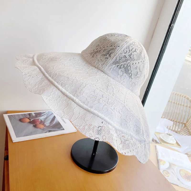 Summer Lace Sun Hat Womens Wide Brim Sun Hat Womens Lace Hat Summer White Lace Party Wedding Set Beach HatXJ250304