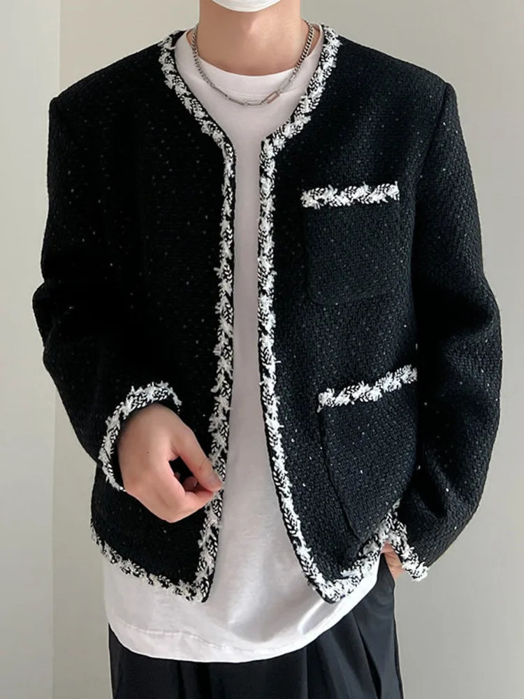 SYUHGFA Mens Wear 2024 Autumn High Quality Round Collar Loose Coat Korean Streetwear Fashion Single Breasted Jacketst 250304