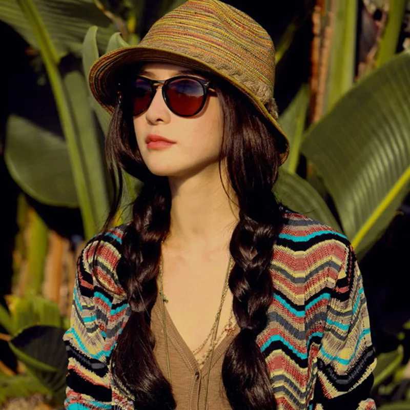 Summer Foldable Jazz Str Hats Womens Colorful Breathable Woven Sun Hat Short Brim Panama Mens Cuban C Packable KentuckyXJ250304