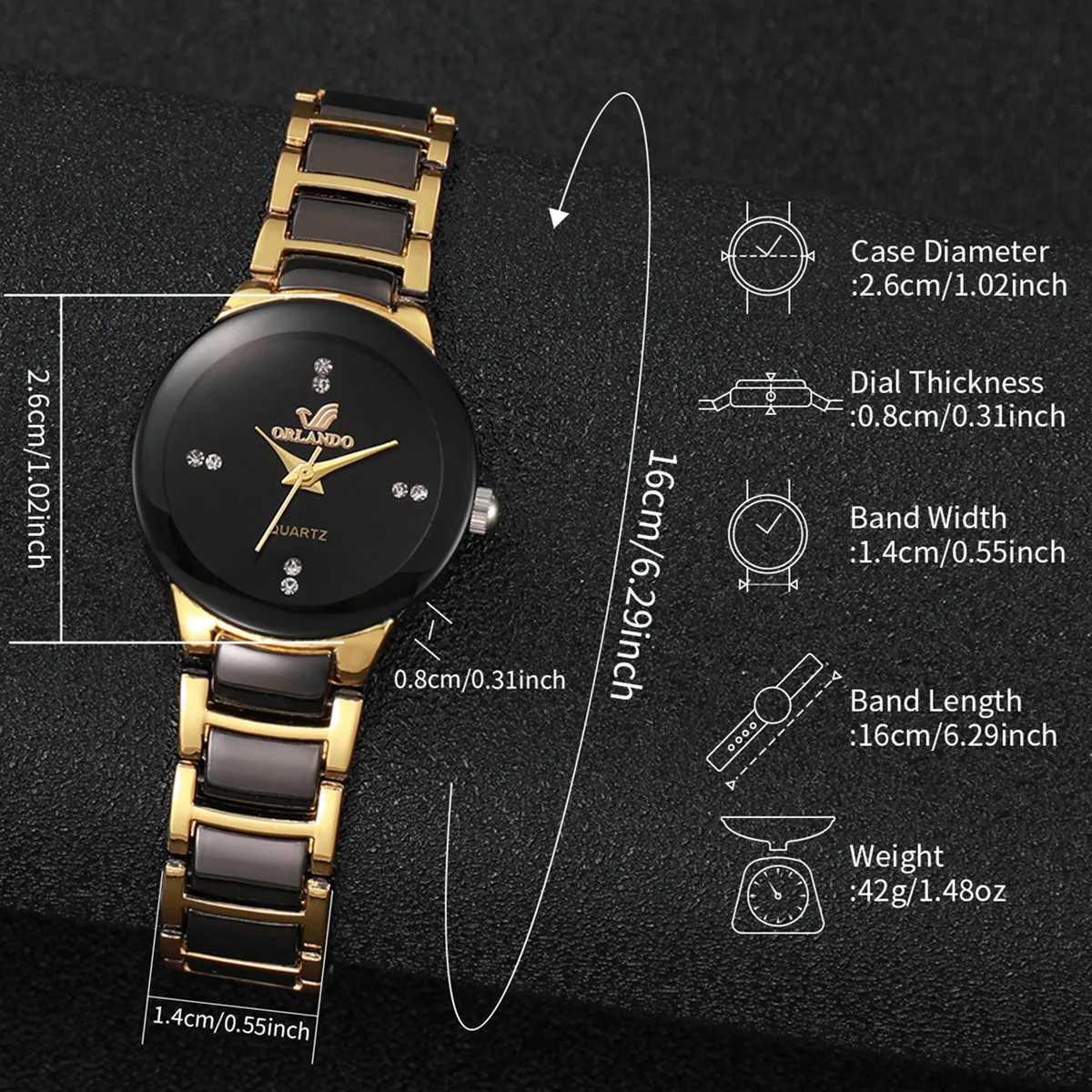 4-piece/set fashionable couple rhinestone dial quartz mens stainless steel strap bracelet setXJ250304