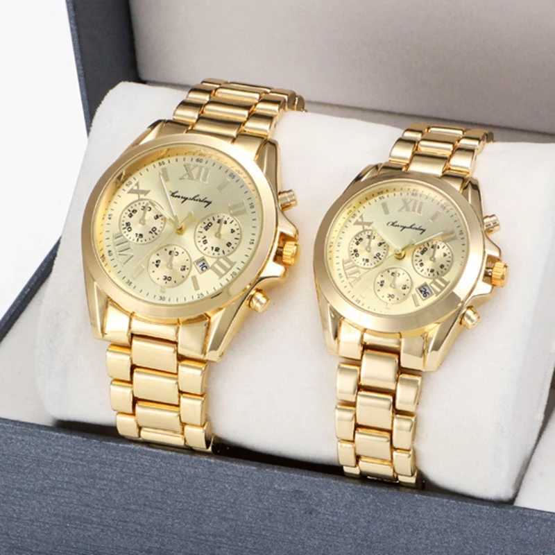 New Fashion Calendar Womens Gold and Silver Simple Couple Watch Relogio Womens Alloy RS QuartzXJ250304