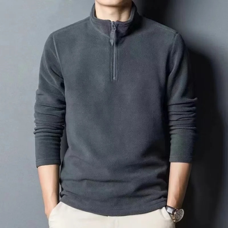 Autumn and winter polo shirt mens cashmere sweater stand up collar half zipper long sleeved fashion version Tshirt top 250304