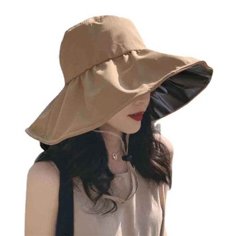 Women Outdoor Sports Hats Uv Protection Bucket Hat Foldable Wide Brim Beach Fishing SunXJ250304