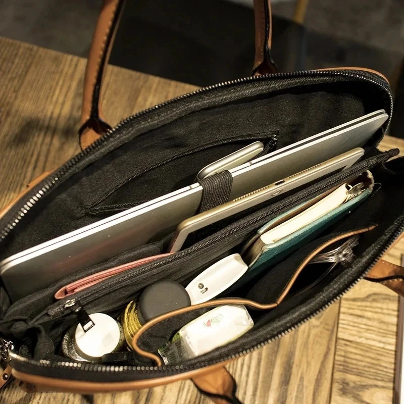 Customized Style Business Briefcase Handbag Suitable For 13/14/15 Inch Laptop Bag Insurance Document Shoulder Diagonal Bag 250228