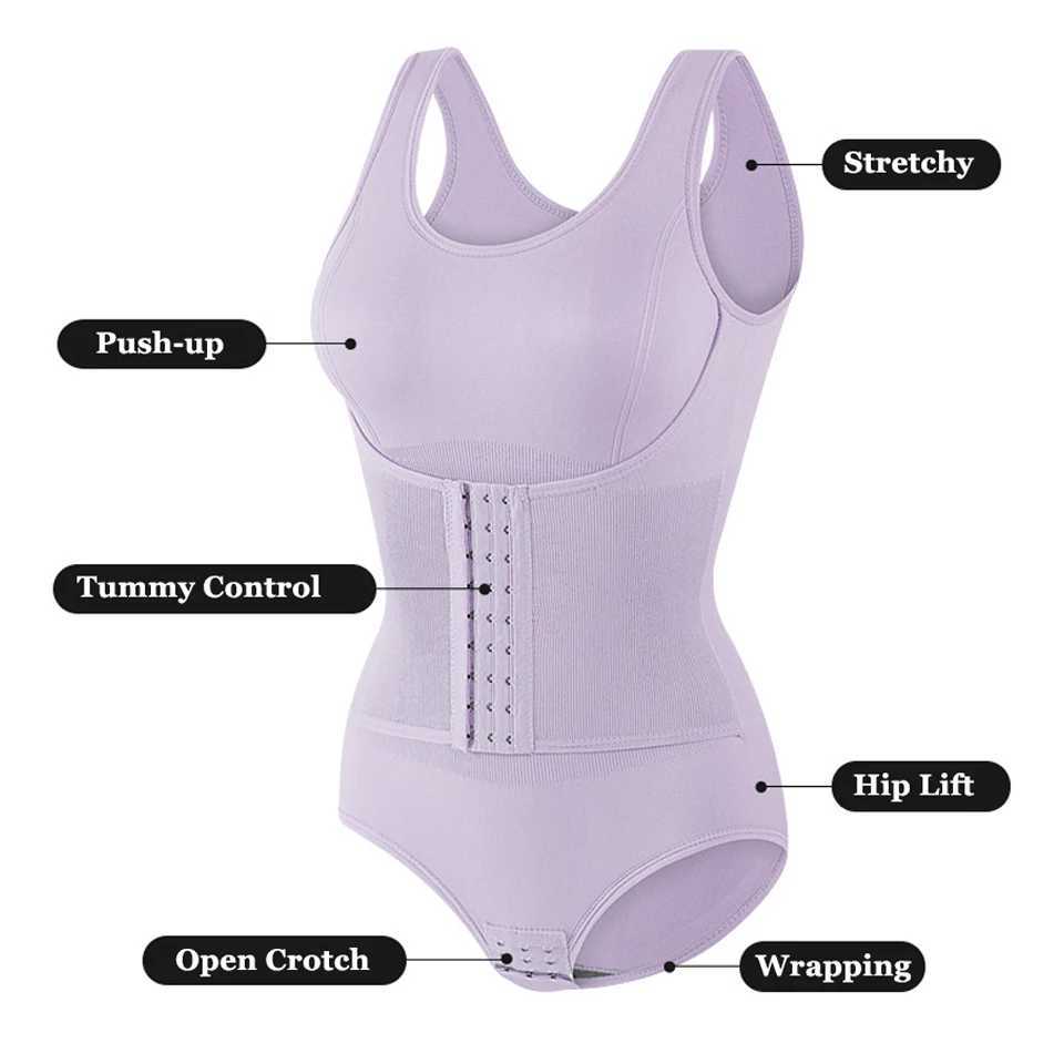 New Zipper Belt Bodysuit Shapewear For Women Tummy Control Fajas Body Shaper Waist Trainer Bandage Slimming Waist Cincher CorsetXJ250304