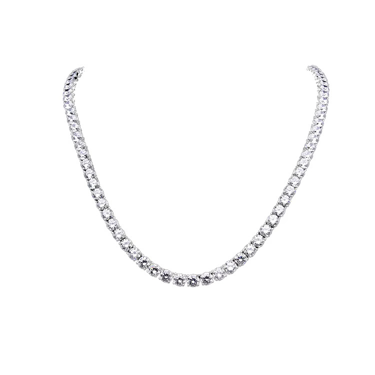 Celebrity Trendy 24-Inch Sier Tennis Necklace Women with 6mm Dia CZ Hiphop/Rock Style k Chain for Weddings Gifts