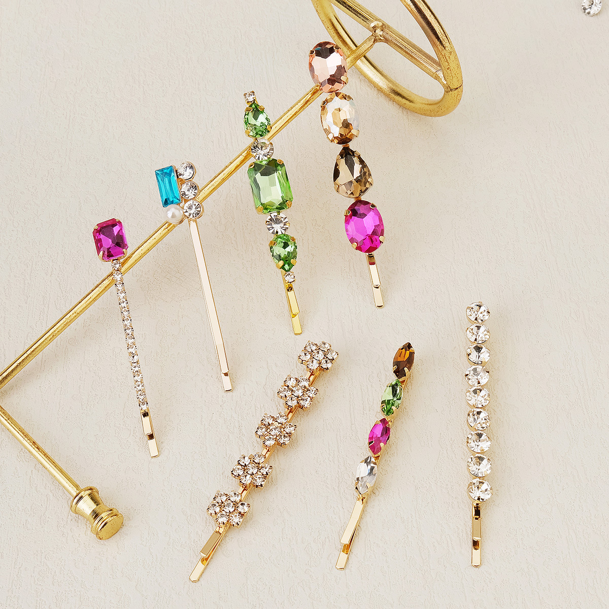 3pcs 7pcs/lot Sweet Hairpins For Women Cubic Zirconia Rhinestone Gems Side Clip Word Folder Barrettes Fine Jewelry Elegant Bridal Wedding Accessories