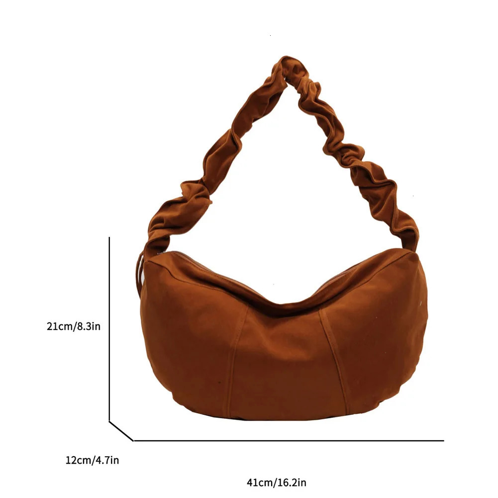 Ship from US Women Fashion Concise Texture Suede Velvet Soft Handbag Vintage Large Capacity Tote Hobos Bag ShoulderBag Daily Office 250304FBB