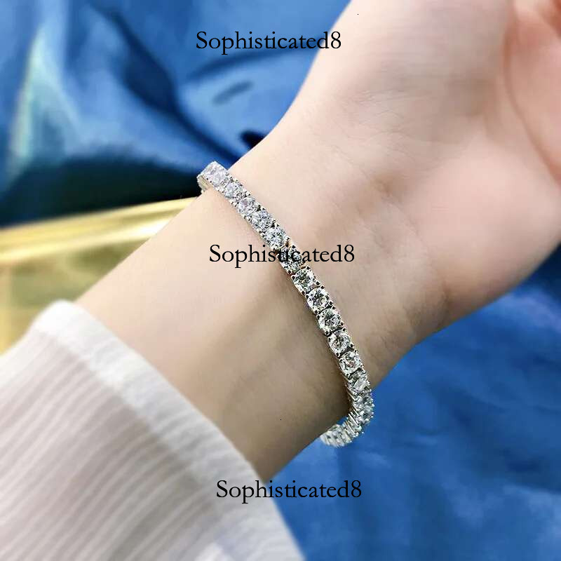 Real D Color Full 2/2.5/3/4/5/6.5mm Moissanite Tennis Bracelet For Women S Plated Rose Gold Dia k Bracelets