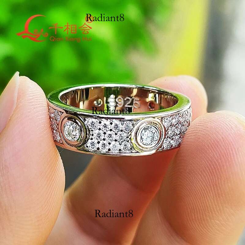 sier solid rings Classic Love Three Rows Of Eternity D VVS Moissanite Wedding Engagement Ring Ladies men