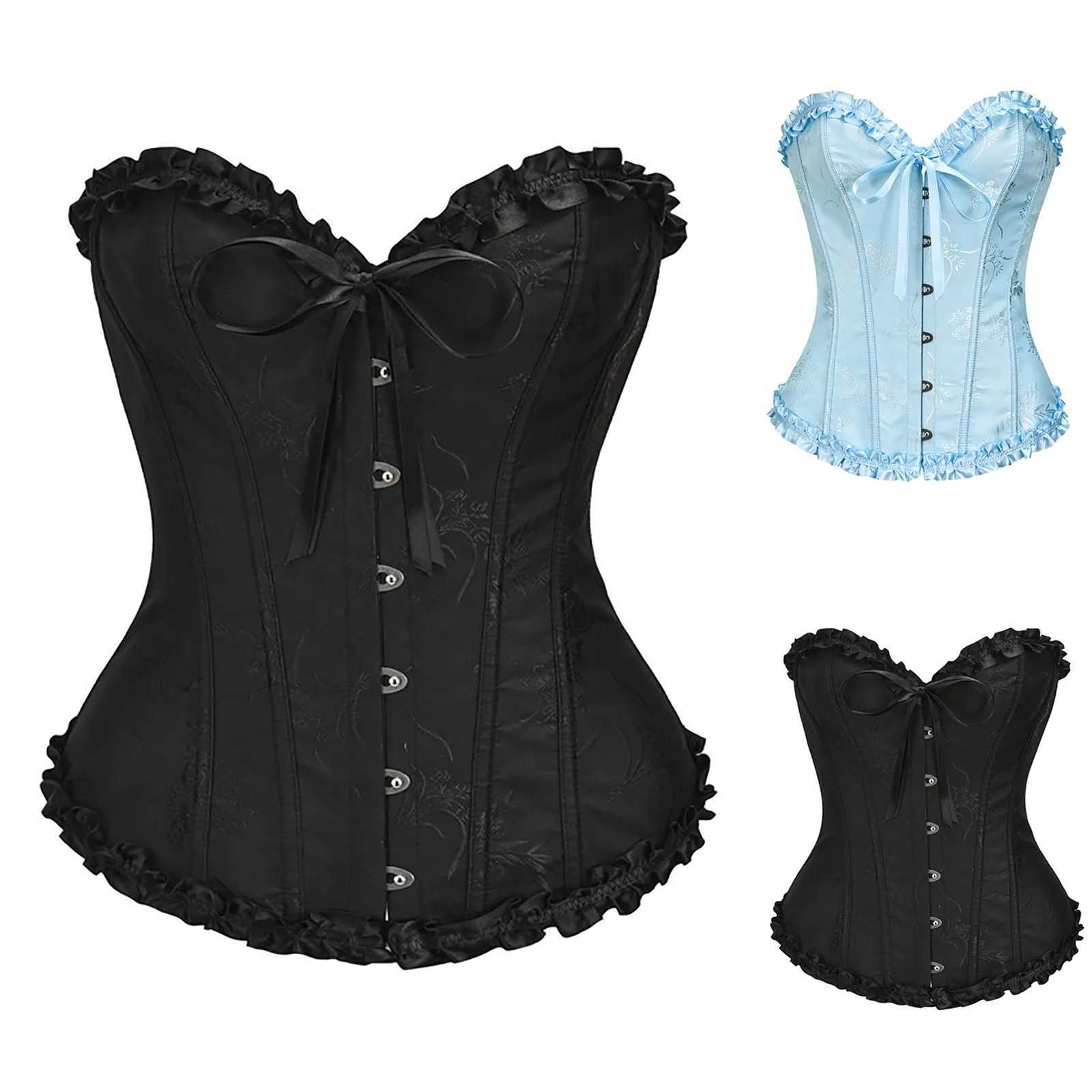 Womens Lace Bowknot Corset Top Sexy Torsion Gathering Waist Corset Slim Fit Tummy Tightening Rubber Bone Bottom ShapewearXJ250304
