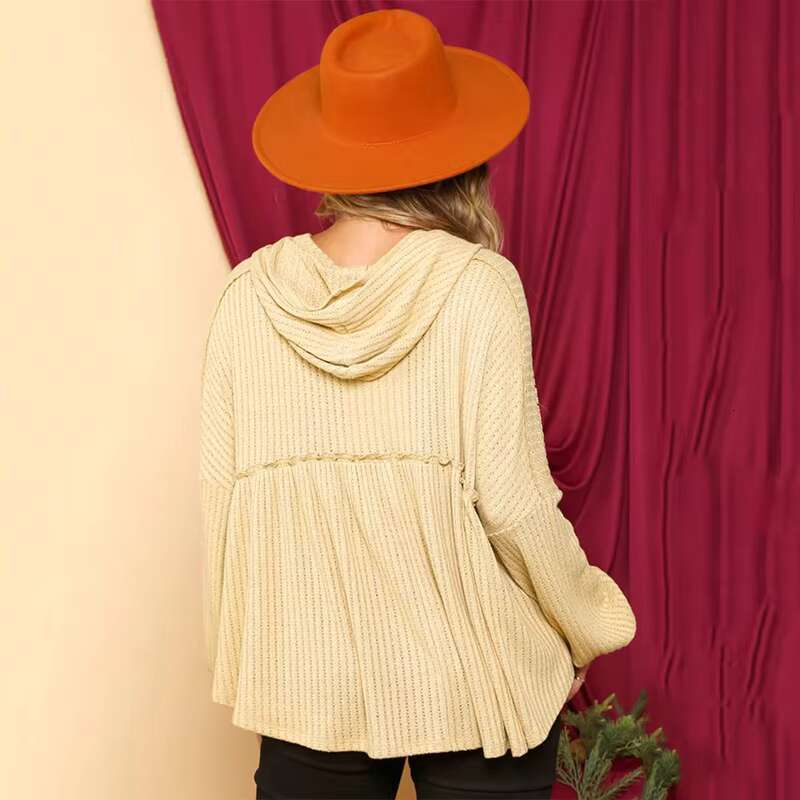 Hot Sale Fall Women Solid Color Drop Shoulder Plain Sweatshirt Pullover Hoodie