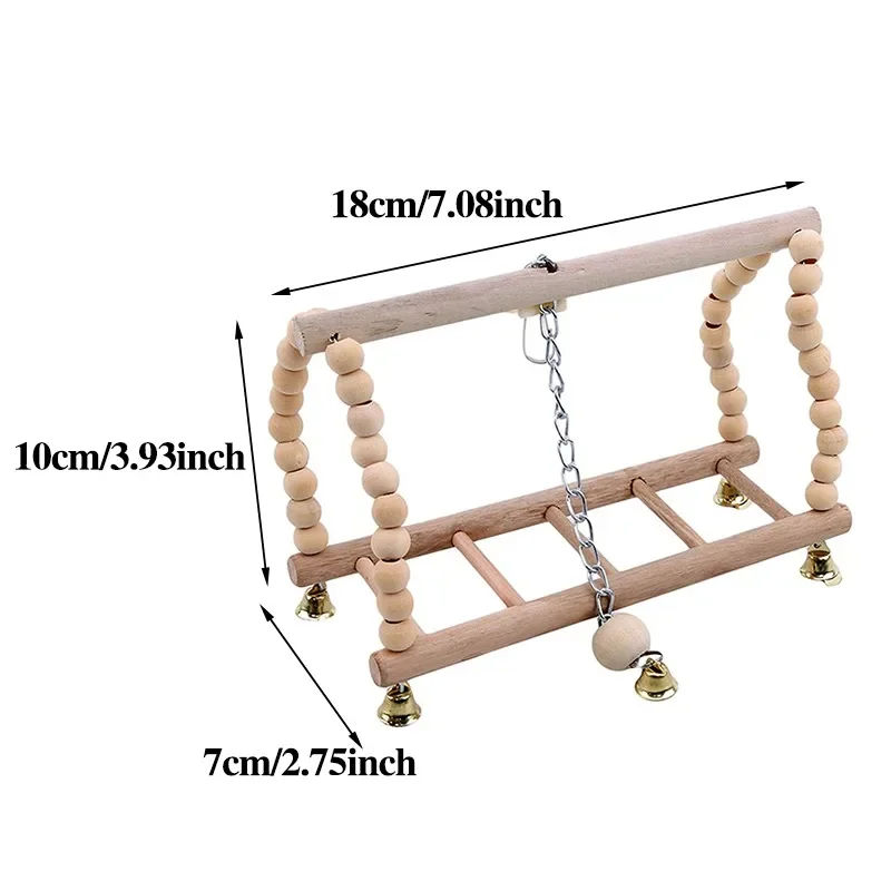Parrots Toys Bird Swing Exercise Climbing Playstand Hanging Ladder Bridge Wooden Pet Parrot Macaw Hammock Bird Toy with Bells