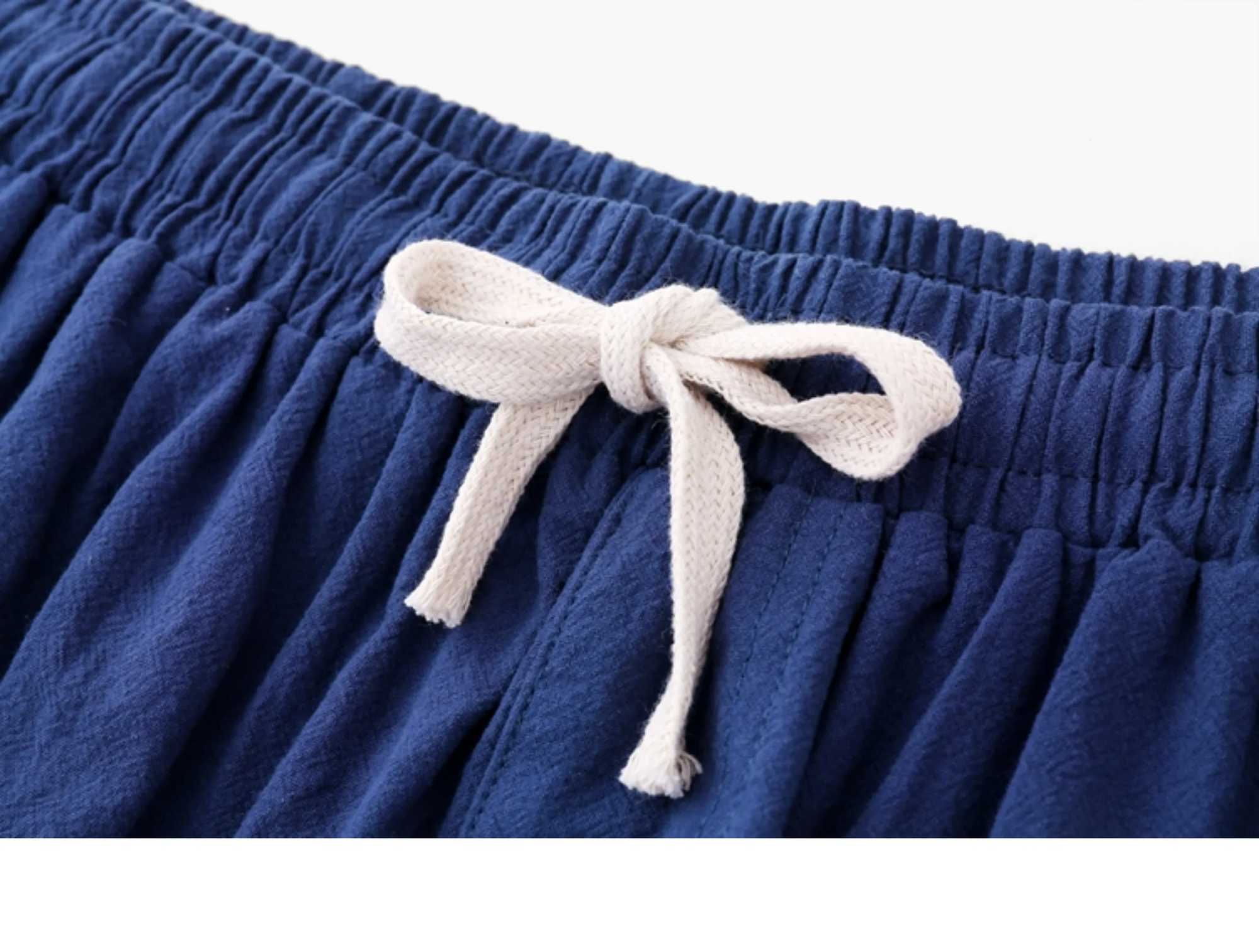 Summer Cotton Linen Shorts Men Fashion Casual Linen Short Pants Big Size 14XL 15XL Shorts Solid Color Elastic Waist Bottoms MaleT250304