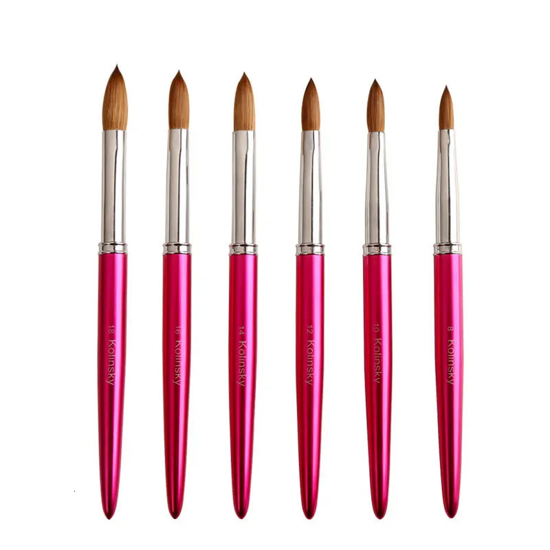Kolinsky Acrylic Nail Art Brush Wood Handle Nail Art Mink Brush Gel Builder Nail Tools Manicure Brush Drawing Tools Size 8-18 250304
