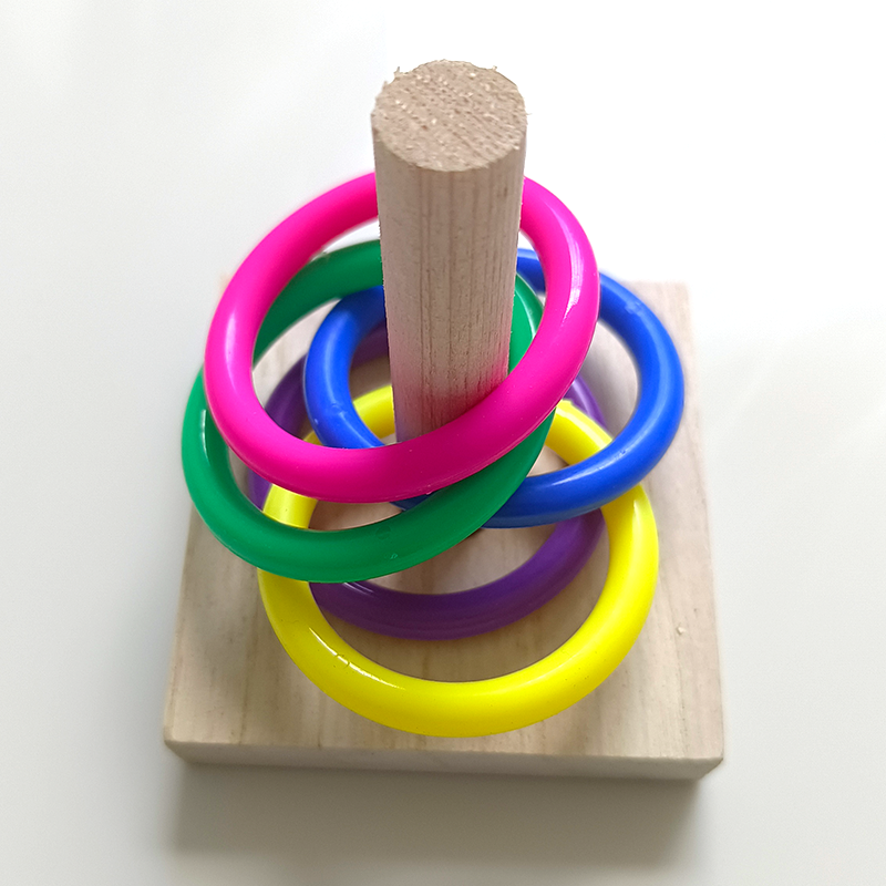 Bird Training Ring Toy Happy Beak Parrot Throwing Toys Hoop Ring Toss Wooden Trick Toy for Bird