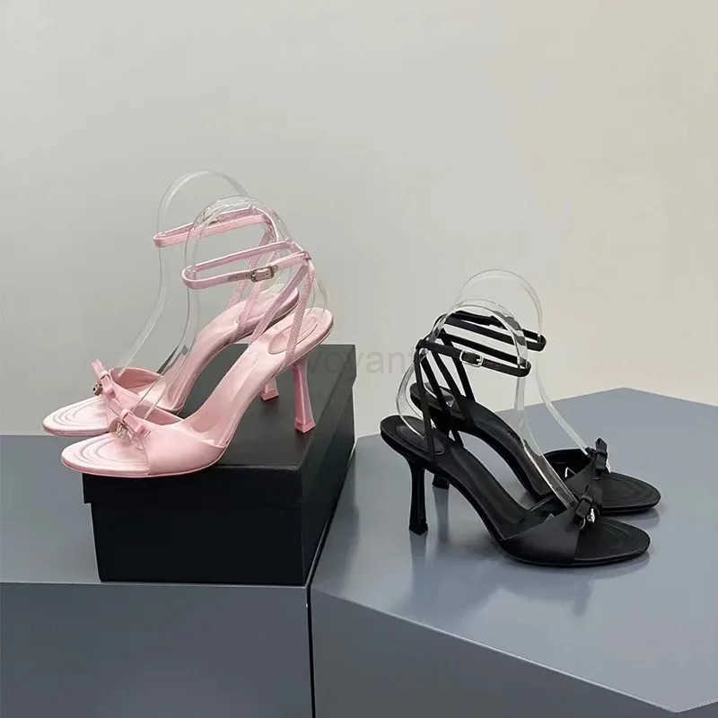 Wens High Heel Sandals 2024 New Elegant Satin Summer Lady Pumps Fem Ankle Straps Thin H Open Toe Sandals Z250304