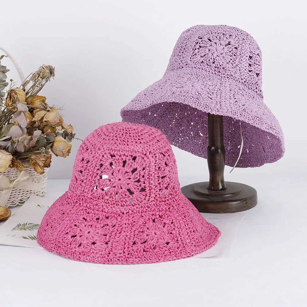 NEW Women Str Hats crochet hat bucket hat UV Protection Sun Visor Beach Hats Women Visors Foldable Female Women Summer Sun hatXJ250304