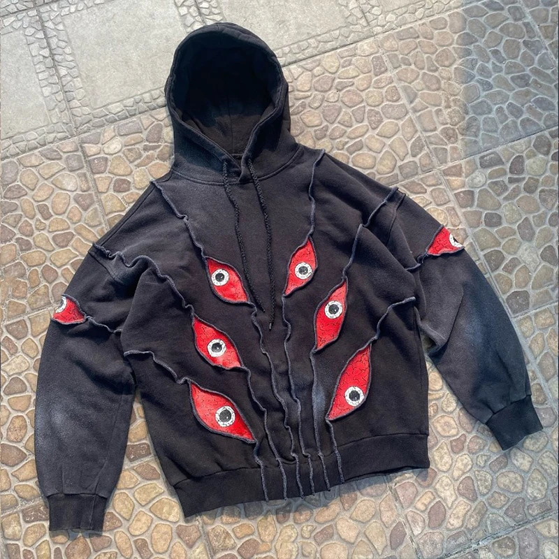 hip-hop streetwear Gothic casual printed pattern mens fashion hoodie Harajuku womens punk creative retro niche Y2K hoodie 250303