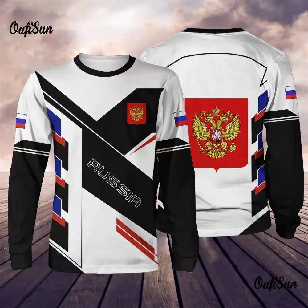 2025 New Autumn/Winter Long sleeved T-shirt Men's Street Russian Military Top