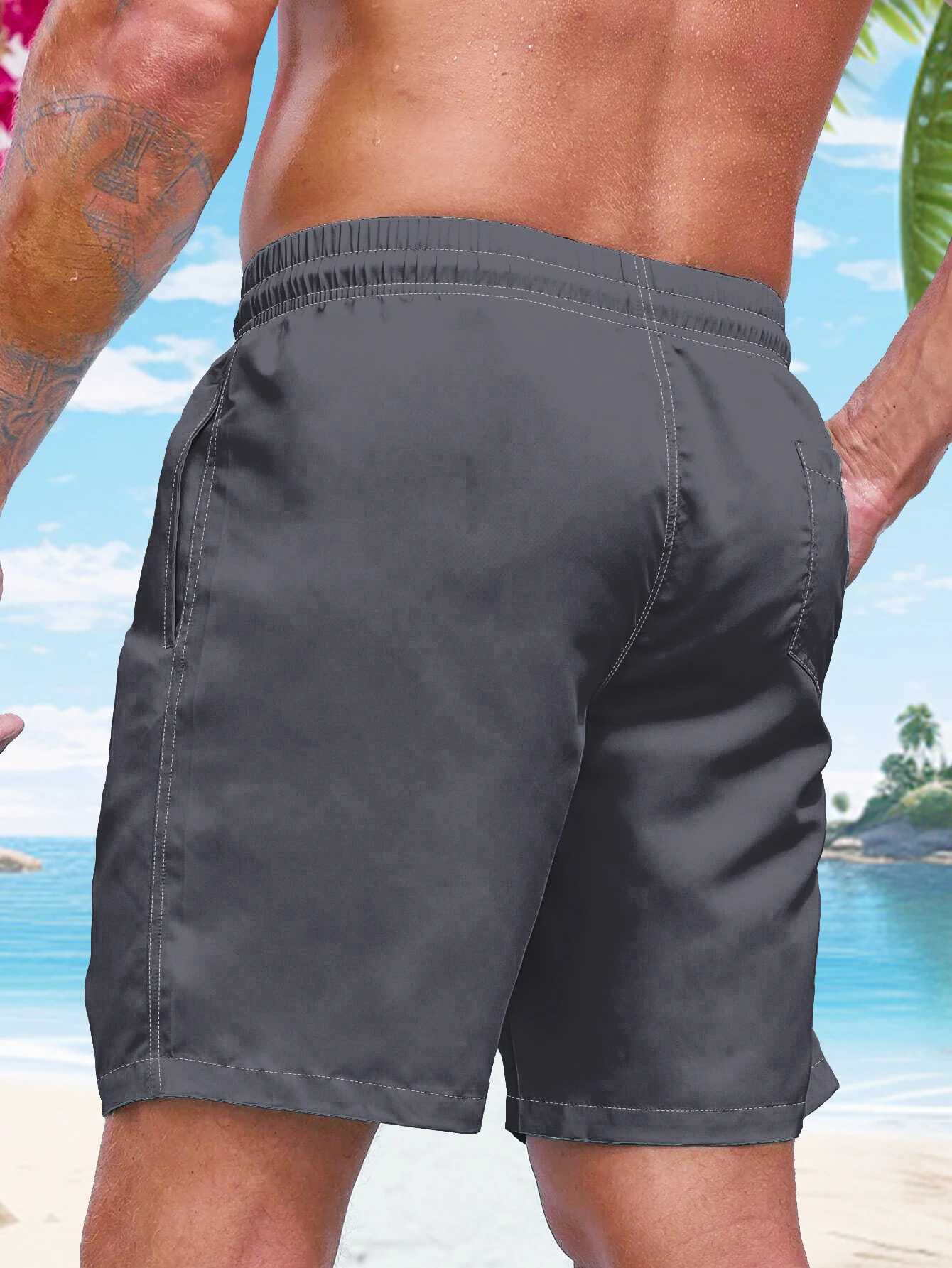 3D-Printing Mens Swim Trunks Quick Dry Mens Swimwear Swimsuit For Mens with Pockets Suit For Swim Board Surf Paddle FishT250304