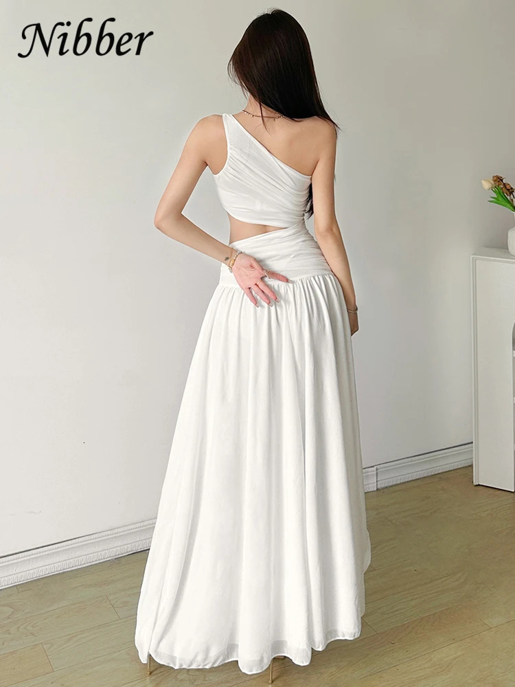 Nibber Elegant Maxi Dress Women Summer Off-shoulder Sleeveless Cut Out Beach Long Indie Folk Temperament For Vacation Vestidos 250303