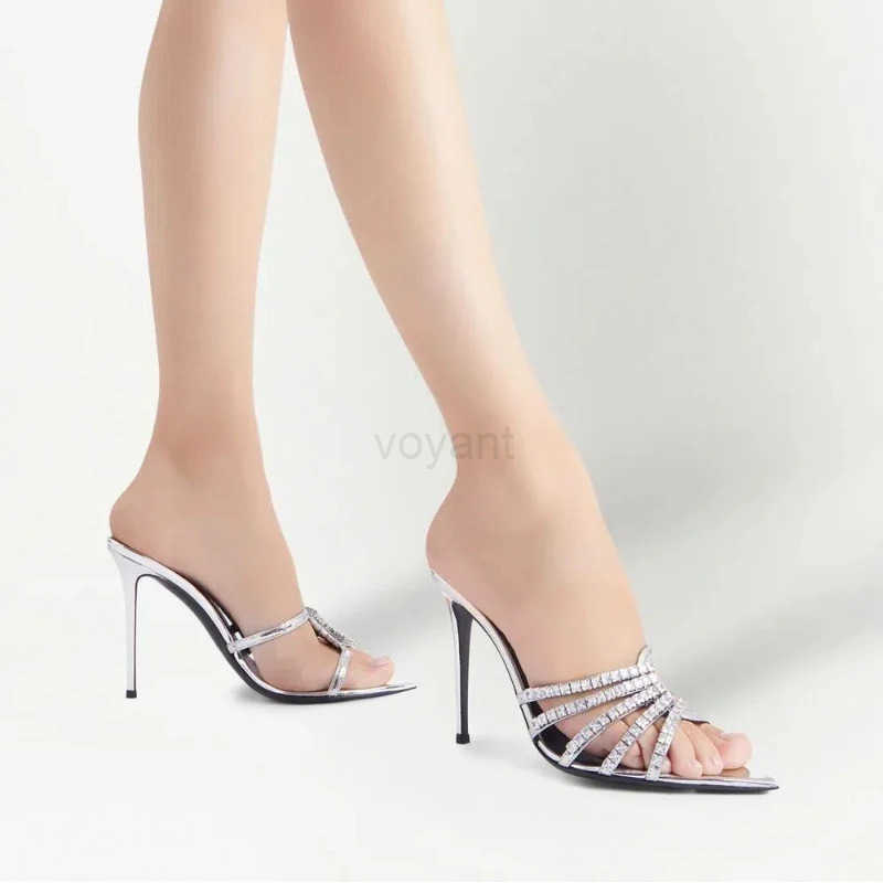 New Summer Wens High Heel Sandals Open Toe Pointed Rhine High Heel Slippers e-strap Sandals Z250304