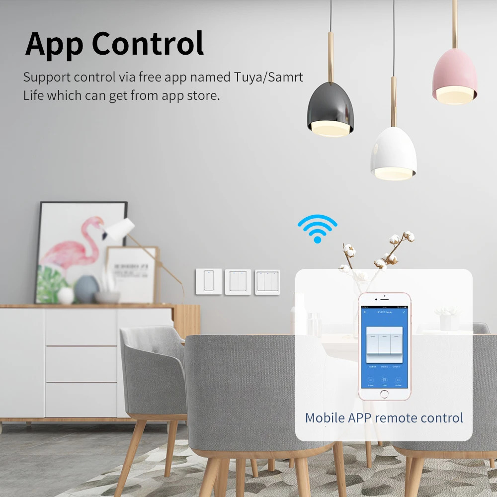 Smart Homekit WiFi Switch Pusher Button Wall Light Switches EU 1/2/3 Gang Wireless Siri Voice Control Google Home Alexa 250303