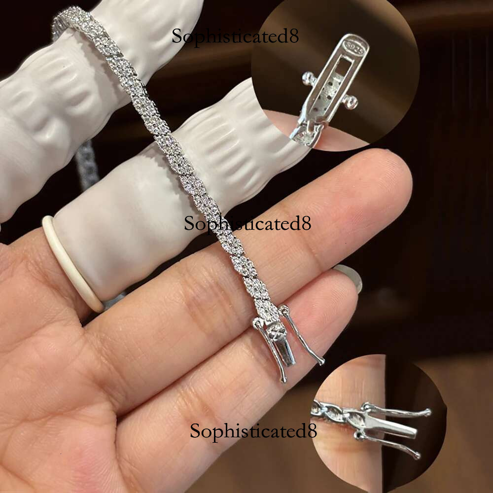 Serenity 14cm-20cm D VVS1 Moissanite Prismatic Women Man 100% S Sterg Sier Tennis Bracelet for Anniversary Gift