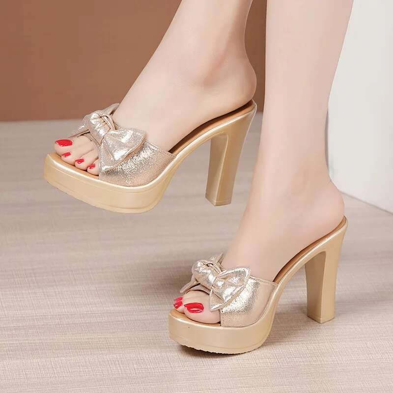 leather quality summer sandals for women 10cm high heel new 2025 size 32 33 43 platform open toe elegant shoe black gold