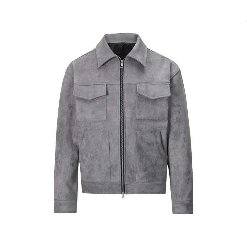 High Street Autumn And Winter Ruffian Handsome Zipper Suede Pocket Toog Jacket Loose Casual Coat Men