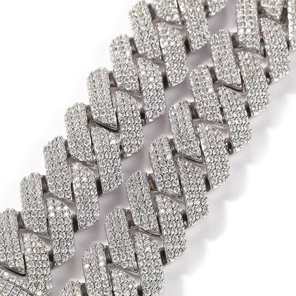 19MM Moissanite Bracelet Rose Gold k Mossinate Dia Cuban Chain Necklace