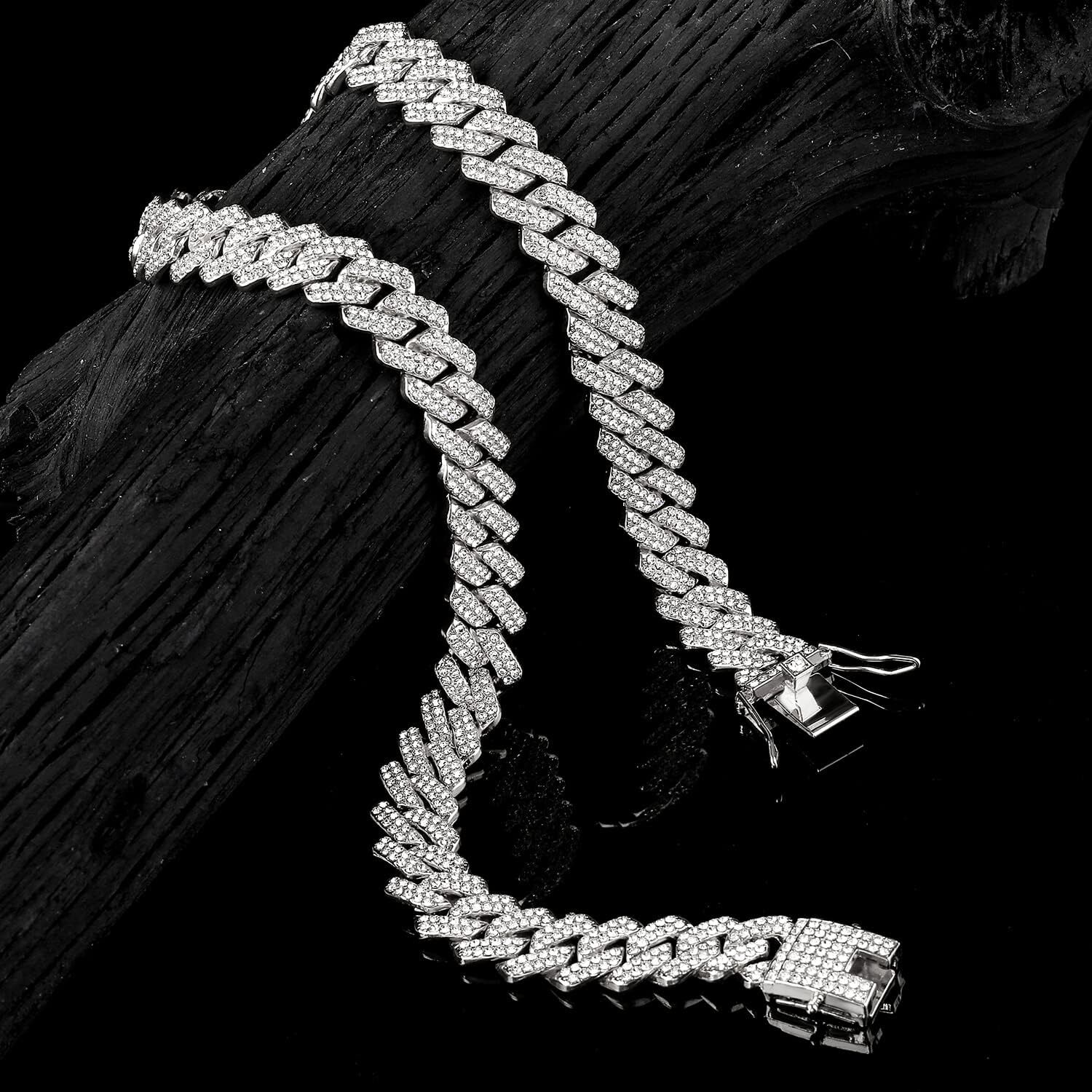 Chain Men's Ice Miami Cuban Necklace Sier/Gold Shining Hip Hop Jewelry Women's