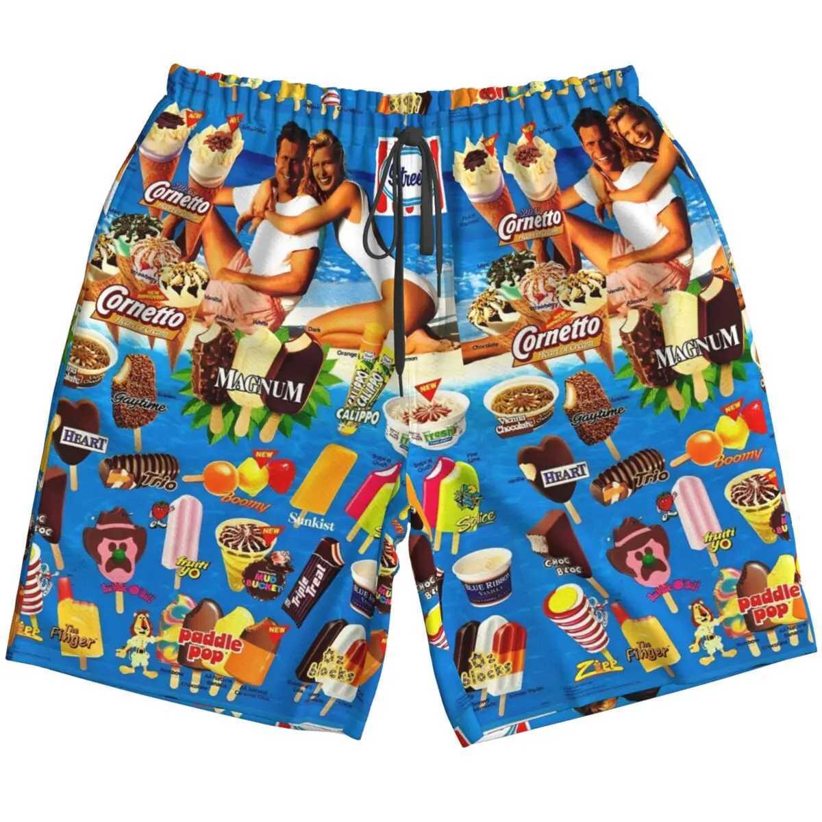 Chocolate Icecream Graphic Beach Shorts Hawaii Sport Beach Short Pant Men Frozen Ice Lolly Cornet Ice Cream Unisex Short pantsT250304