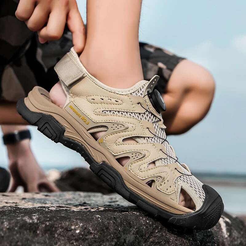 Summer Genuine Mens Casual Outdoor Leather Sandals for Men Beach Roman mens Shoes