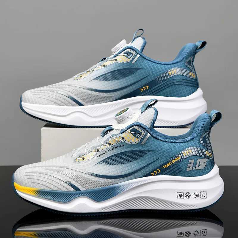 New mens mesh breathable running shoes rotating button carbon plate marathon running shoes mens ultra light casual sports shC250304
