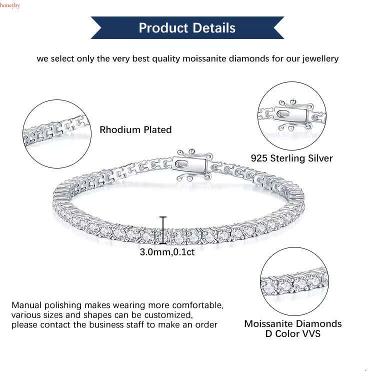 Goldleaf Custom Hiphop Chain Men 3-5mm GRA Certified VVS Dia Sterg Sier Moissanite Tennis Necklace