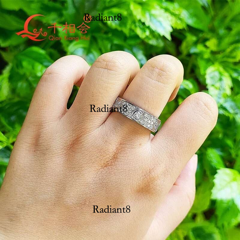 sier solid rings Classic Love Three Rows Of Eternity D VVS Moissanite Wedding Engagement Ring Ladies men