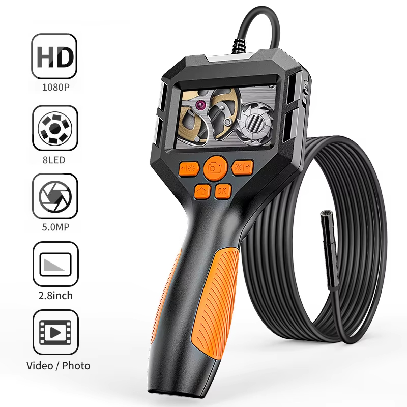Endoscope Camera with Light 2 8 Inch Screen Scope Camera HD1080P 8MM Lens Pipe Inspection USB Borescope 8 LED 2600mAh