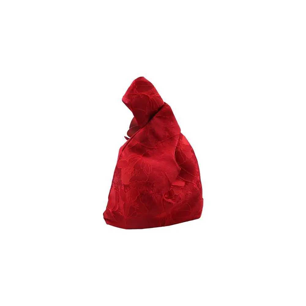 Cheongsam Accessories Tassel Knot Wrist Bag Flower Pendant Red Embroidery Handbag Wedding Candy Bag Small Item Pouch Z250303