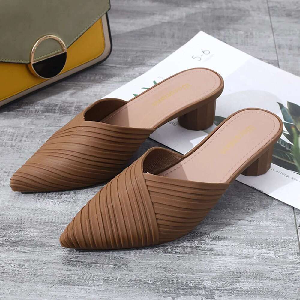 Toe Low Pointed Heeled Women'S Summer Casual Fashion Sandals Anti-Odor And Non-Slip