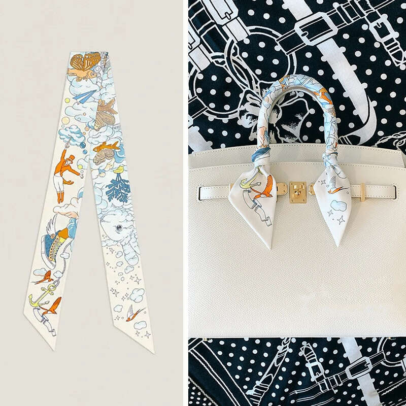 Summer thin decorative handbag, handle silk scarf, strap bag, ribbon long strip ribbon, women's headband