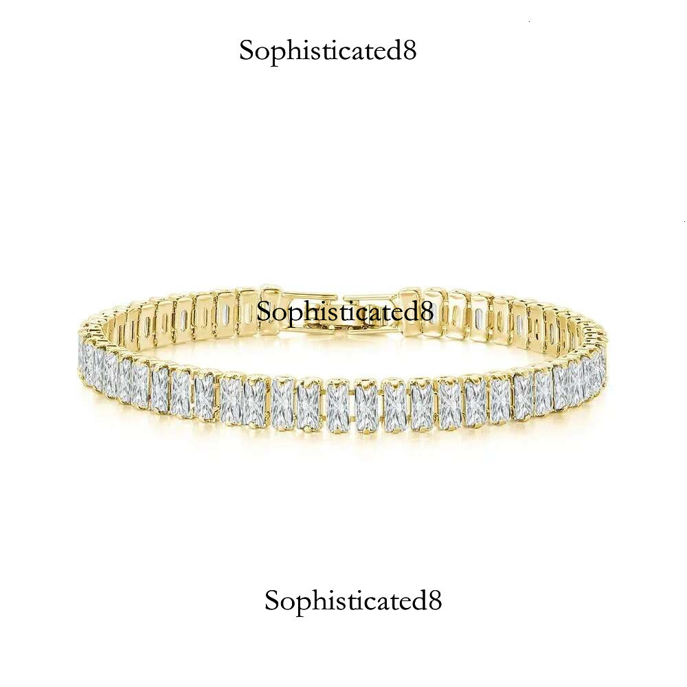 New Sterg Sier Cubic zirconia Square Rose Gold Bracelet Fashion Lady Exquisite Engagement Wedding Jewelry Gift
