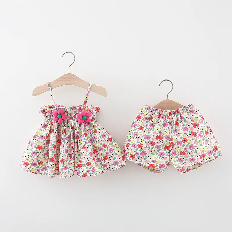 Summer born baby girl clothes outfits sets flower topshorts suit for toddler infant girl cloth 1 year babys birthday sets 250304
