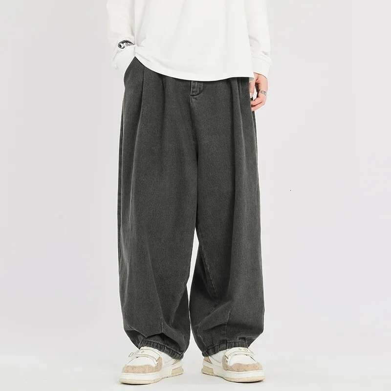 Wide Leg For Men Loose Casual Harem Denim Pants Unisex Japanese Haruku Streetwear Fashion Jeans Trousers Women