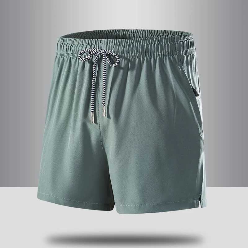 Summer Hot Ice Silk Shorts For Men Gym Sports Beach Running Short Pants Male Loose Lightweight Quick Dry Solid Color Shorts ManT250304