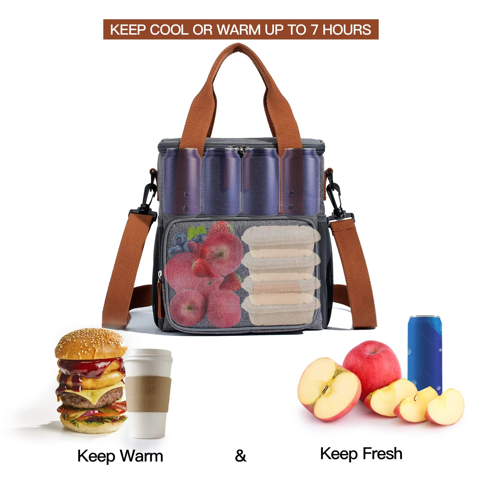 Fashion Large Tote Insulated Lunch Bag for Women Men Reusable Picnic Cooler Bags with Adjustable Shoulder Strap 250228