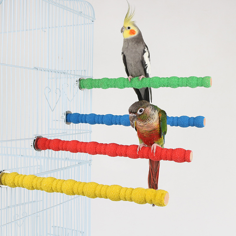 1pc Random Color Parrot Pet Raw Standing Stick Wood Hanging Stand Rack Toy Stick Stand Parakeet Branch Perches for Bird Cage Bar