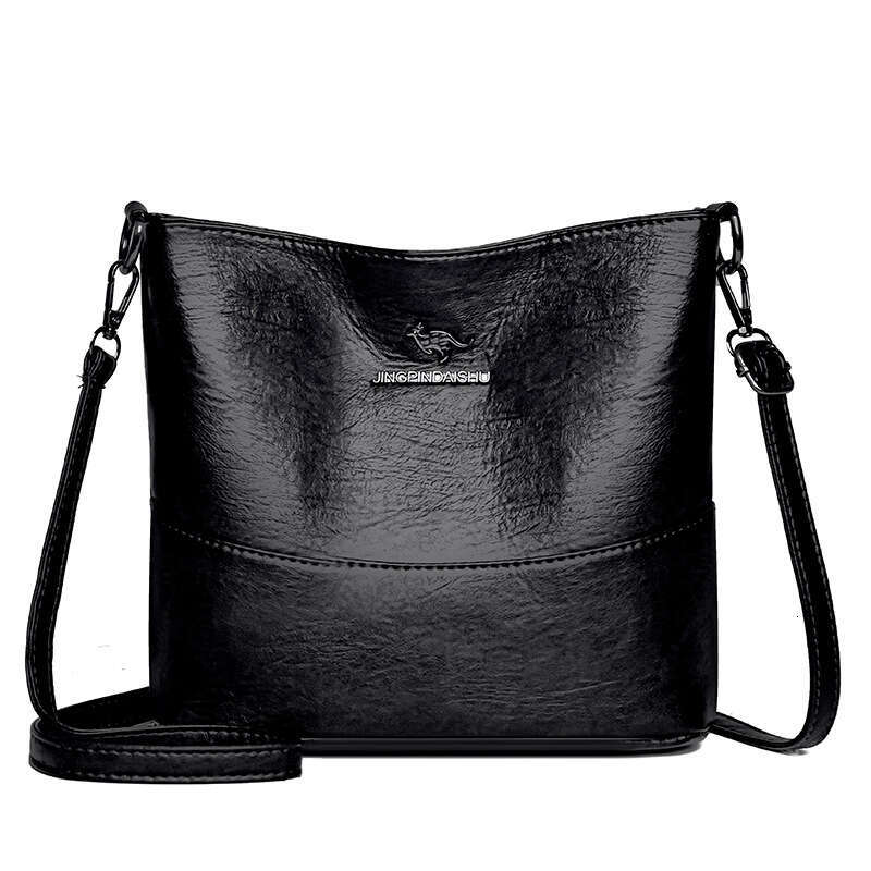 Minimalist Women's Bucket Fashionable New Style, Spliced Bag, Wide Shoulder Strap, Crossbody Bag