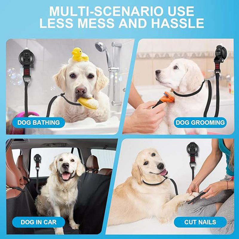 Pet Dog Cleaning Strap With Suction Cup Soft Nylon Dog Shower & Bath Accessory Secure Restraint Tether With Strong Suction Power